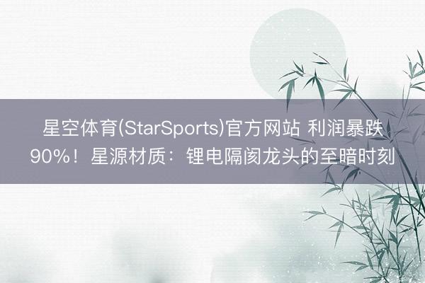 星空体育(StarSports)官方网站 利润暴跌90%!星源材质:锂电隔阂龙头的至暗时刻