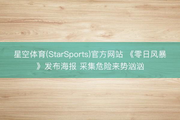 星空体育(StarSports)官方网站 《零日风暴》发布海报 采集危险来势汹汹