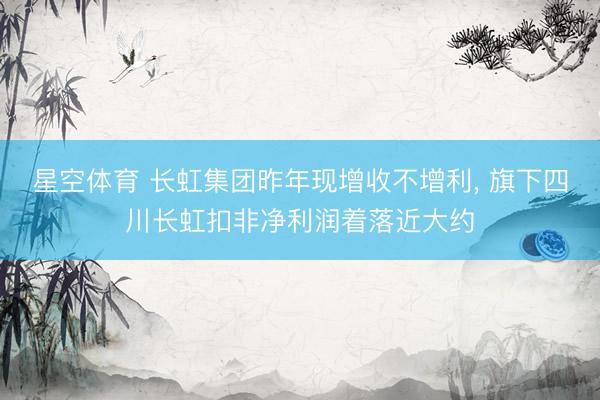 星空体育 长虹集团昨年现增收不增利， 旗下四川长虹扣非净利润着落近大约