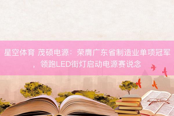 星空体育 茂硕电源：荣膺广东省制造业单项冠军，领跑LED街灯启动电源赛说念